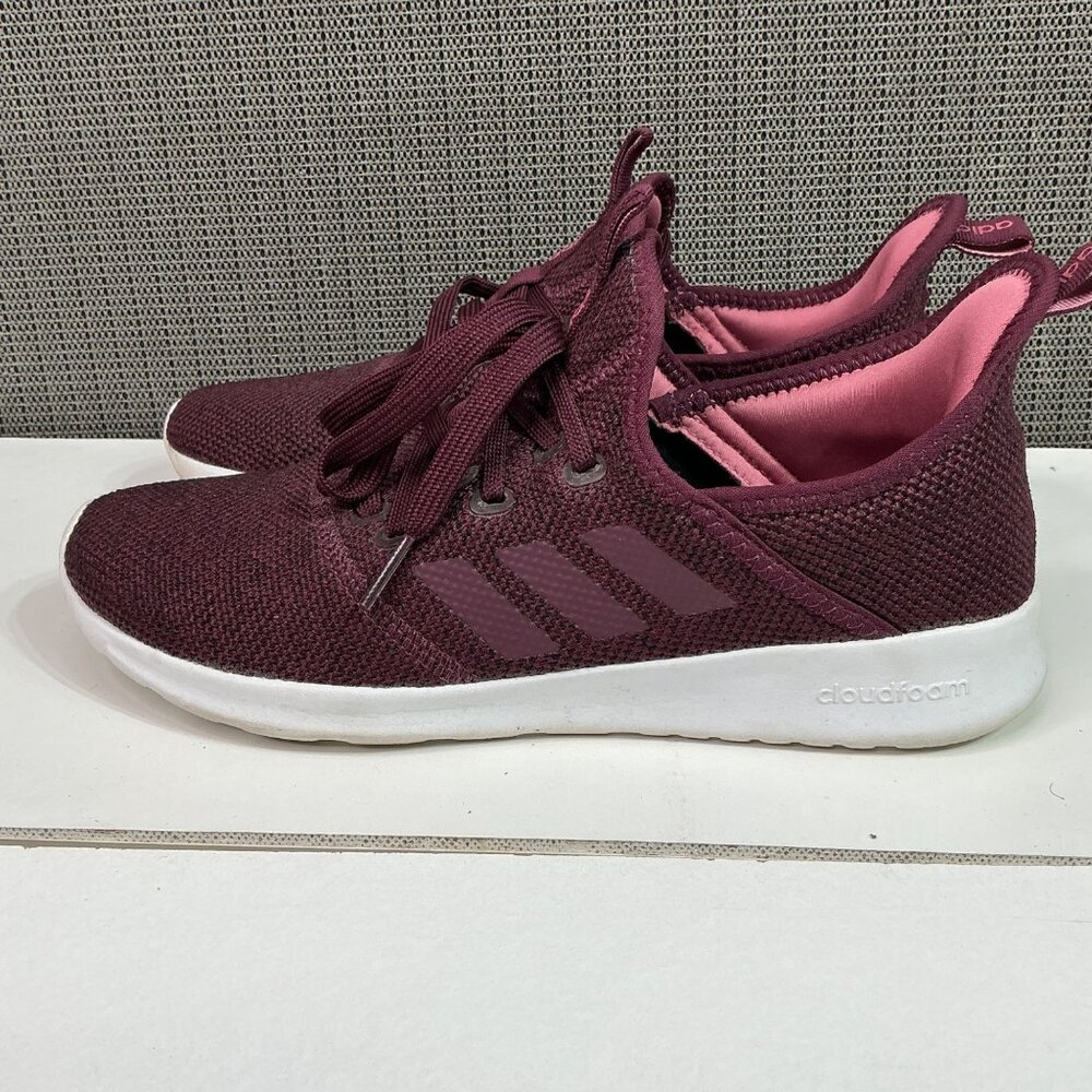 Adidas Cloudfoam Womens Running Shoes Size 8.5 Burgundy Mesh Sneakers